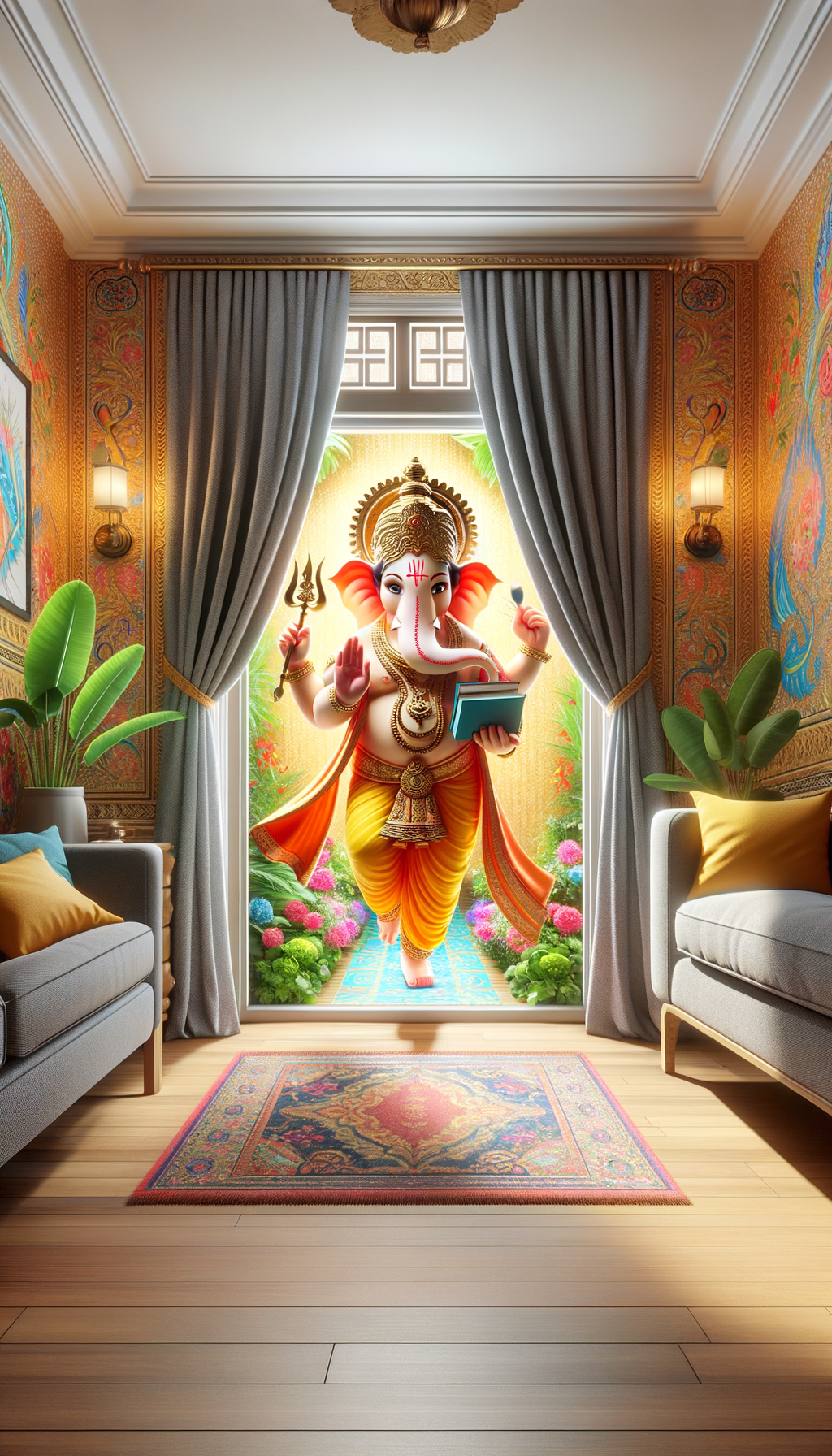 Lord Ganesha come to hoe with lots of happiness and blessings