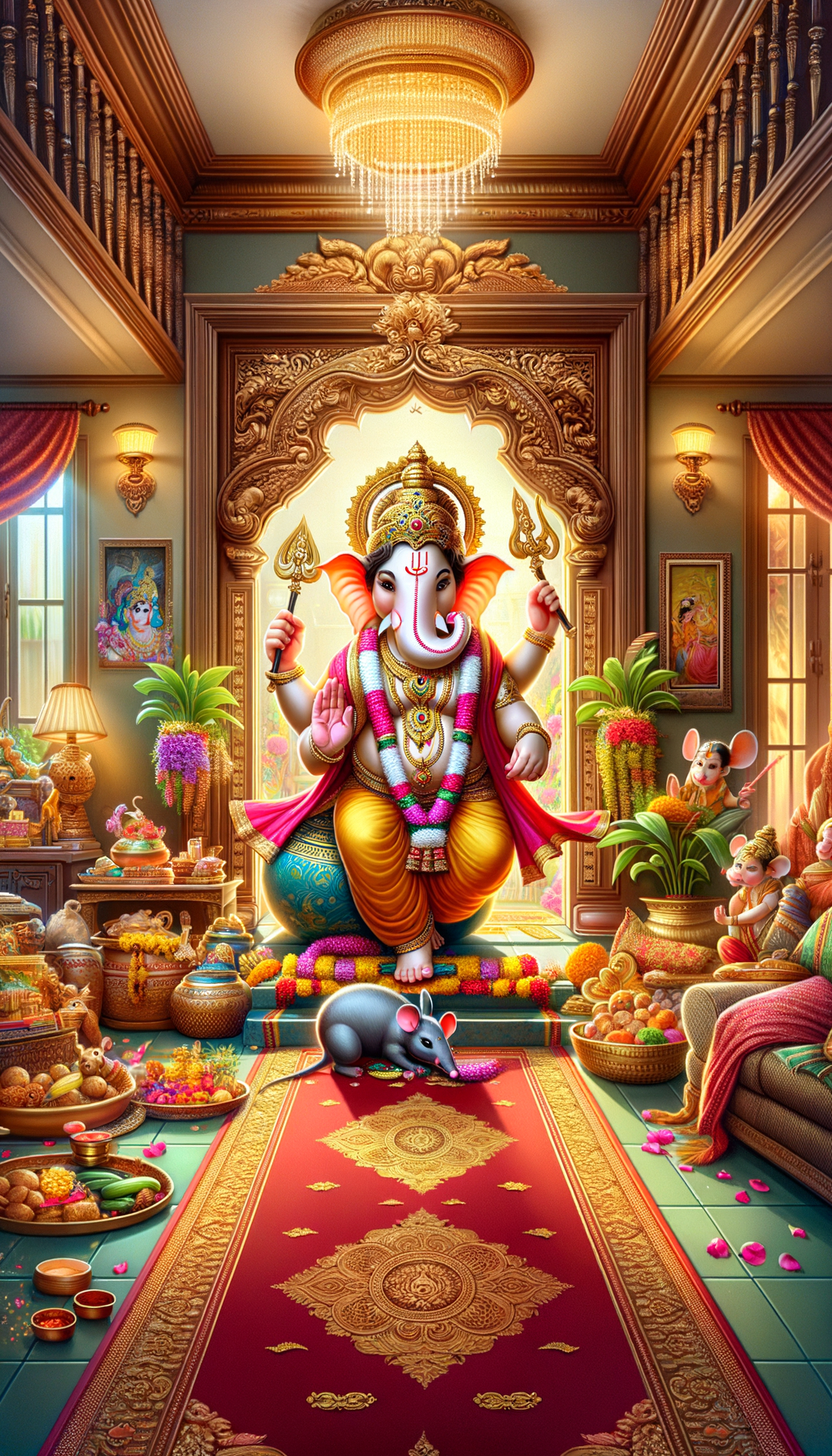 Lord Ganesha come to hoe with lots of happiness and blessings