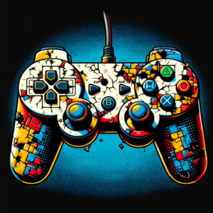 A broke video game controller wall art