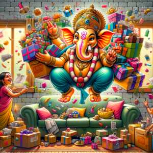 Lord Ganesha coming to home with lots of gifts