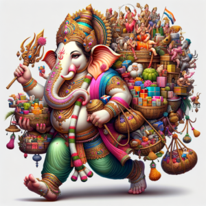 Lord Ganesha coming to home with lots of gifts