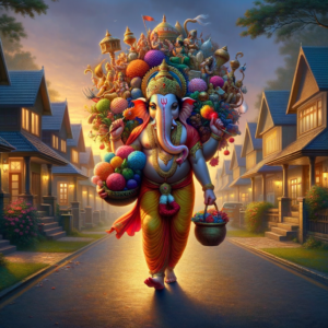Lord Ganesha coming to home with lots of gifts