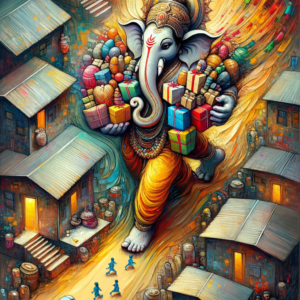 Lord Ganesha coming to home with lots of gifts
