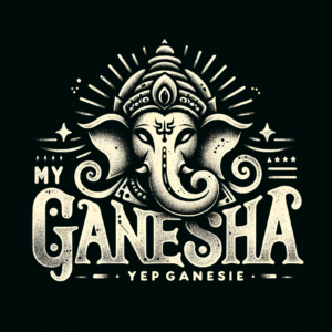 Lord Ganesha typography logo with text \”My Ganesha\”