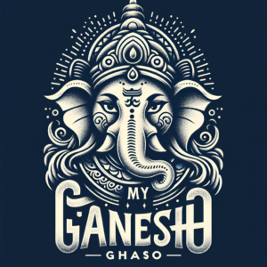 Lord Ganesha typography logo with text \”My Ganesha\”