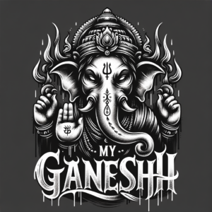 Lord Ganesha typography logo with text \”My Ganesha\”